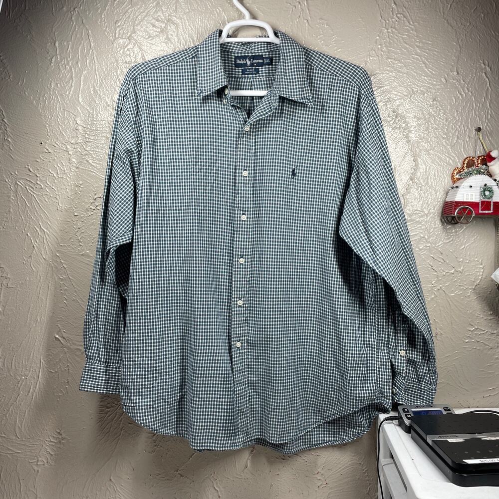 Ralph Lauren Blake Mens Shirt Long Sleeve Button-Down Blue Check size‎ XL